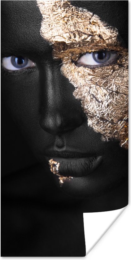 Poster Vrouw - Goud - Black and Gold - 75x150 cm