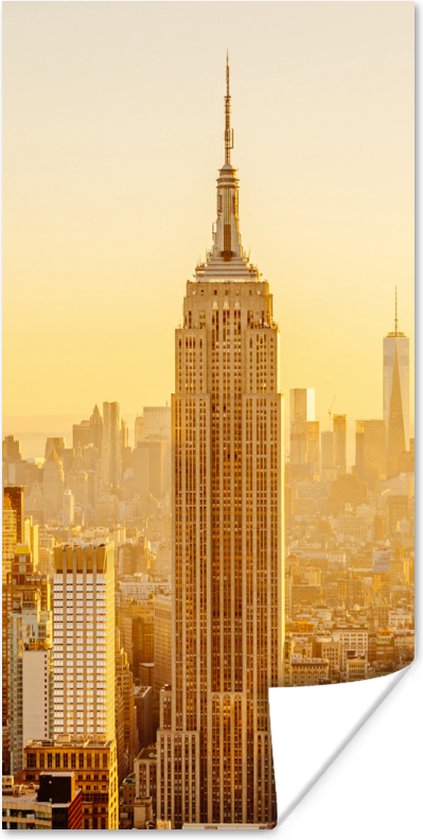Poster 80x160 cm - Gouden zonsondergang bij het Empire State Building in New York - Posters - Kamer decoratie - Wanddecoratie woonkamer - Muurdecoratie slaapkamer