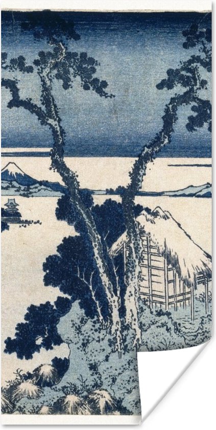 Poster Uitzicht op Mount Fuji - schilderij van Katsushika Hokusai - 60x120 cm