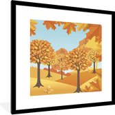 Fotolijst incl. Poster - Een illustratie van herfstachtige bomen - 40x40 cm - Posterlijst