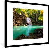Fotolijst incl. Poster - Zonlicht bij een waterval in het Nationaal park Erawan in Thailand - 40x40 cm - Posterlijst