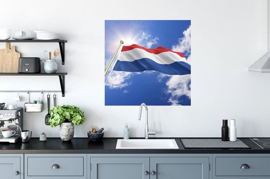 Affiche Le drapeau des Nederland Bas flotte dans l'air - 75x75 cm