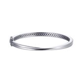 GISSER Jewels SB25 - Bangle 925 Zilver Gerhodineerd - Kruisende banden - Bold Band Collection - 5mm breed - Maat 60