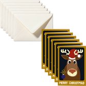 AAI - Kerstkaarten met enveloppen - Pakket Eland - 6x wenskaart + envelop