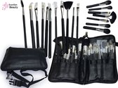 Make-up kwastenset Naturaal 32 delig Zwarte Etui met riem| Professional Make-up Brushes Set | gebroken Zwart High Quality in Black Case with Belt