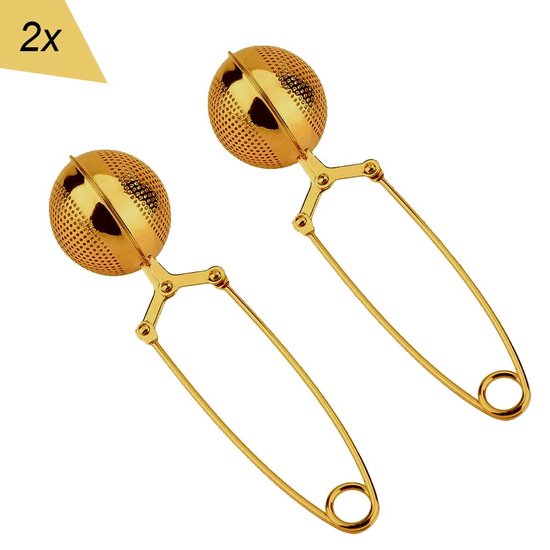 Red Gazelle Thee Ei Goldy'- Thee Bal Voor Losse Thee - Goud - 2 Stuks