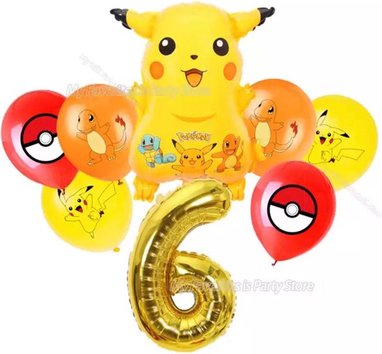 Pokemon Ballon Set 8 stuks Kinderen Verjaardagsfeestje Nummer 6 Feestartikelen