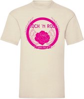 T-shirt Rock and Roll neon pink - Off white (L)