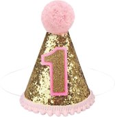 WiseGoods Premium Punt Hoed Verjaardag - Verjaardagskroon - Feesthoed - Muts - Kinderen - Kids - Meisjes - Feesthoedjes - Roze