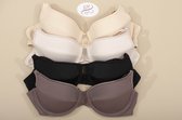 Misstyle - Beha - Dichte deblated cup met beugels.  - Beige - Maat  85C
