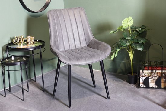 Eetkamerstoel - Kuipstoel - Grijs kleur - Woonkamerstoel - Luxe stoel -  Industriële... | bol.com