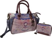 Jessidress® Schoudertas Handtas met portemonnee Handtassen Tas met portefeuilles - Roze/Blauw