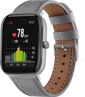Strap-it Smartwatch bandje leer - geschikt voor Xiaomi Amazfit GTS 1-2-3-4 - Mini / Bip / Bip S / Bip Lite / Bip U Pro / Amazfit GTR 42mm - grijs
