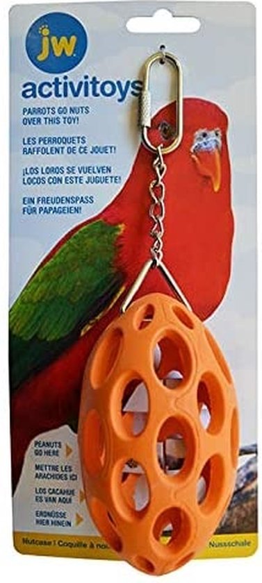 JW Nutcase voor vogels - Vogelspeelgoed - Vogelkooi accessoire - Oranje - Rubber - Jw