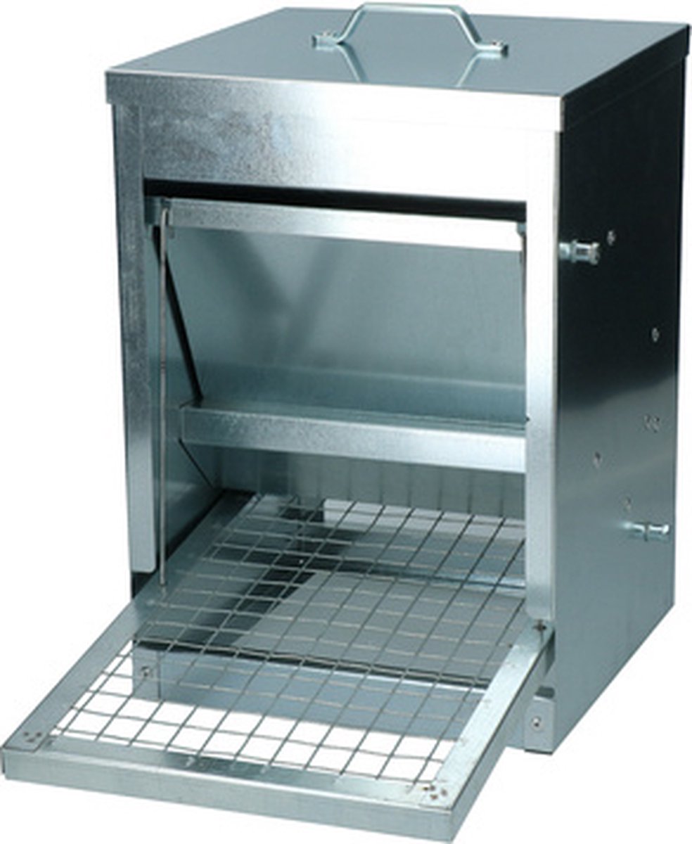 Gaun Pluimvee voerbak – Exclusief voor kippen – Makkelijk schoon te maken – Tot 5 kg voer – Eenvoudig te vullen – Gegalvaniseerd metaal - 25x25x36 cm – 1 stuk