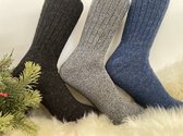 3 Paar Wollen Dames Sokken Winter/ Kerst Sokken Blauw/Mint Maat 36-40