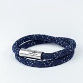 DenimX - Armband van gerecyclede denim (dubbel) - kleur SKY (donker blauw) - Maat L (polsmaat 19 - 20 cm)