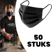 Mondkapjes Ping Bo 50 Stuks 3 Laags - Niet Medische Wegwerp Face Mask Zwart
