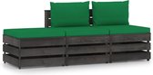 Decoways - 3-delige Loungeset met kussens grijs geïmpregneerd hout