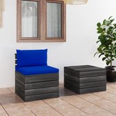 Decoways - 2-delige Loungeset met kussens pallet massief grenenhout