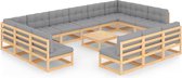 Decoways - 14-delige Loungeset met kussens massief grenenhout