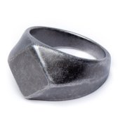 Zentana  Minimalistische RVS Ring - Verweerde Finish - Modern Geometrisch Vierkant - Evenwicht - 11