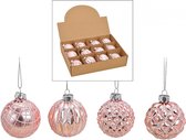 Kerstballen Glas - 6cm - Roze - 12 stuks