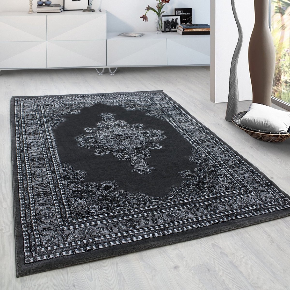 Muratap Marrakesh Neizar Oosters Vloerkleed Grijs – Laagpolig Tapijt- 80x150 CM