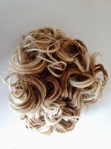 Curly Haar Messy Bun Knot Goud met Licht Blond mix Clip in met Schuifjes diverse kleuren