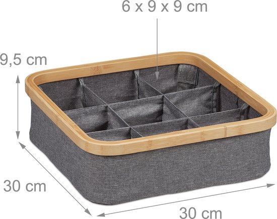 relaxdays Ensemble de 3 paniers de rangement en tissu - paniers d'armoire - boîtes pliantes - organisateurs gris