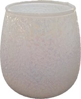 Colmore - Glazen waxinelichthouder glas klein - wit glanzend - 10x10x10cm
