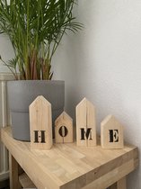 Home blokken - Woondecoratie - Set van 4 - Hout