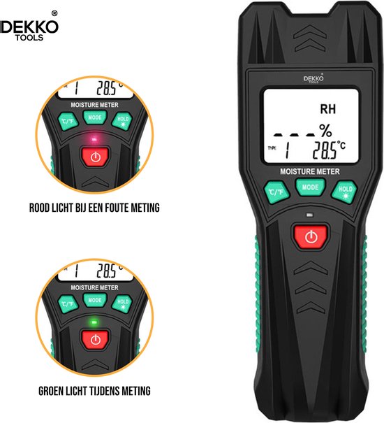 Dekko Tools Digitale Vochtmeter voor vochtigheid en tempratuur