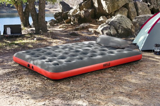 Bestway Luchtbed - Roll & Relax - Opblaasmatras - 2 Personen - 203 x 152cm - Rood/Zwart - Kamperen van Bestway — afbeelding 4