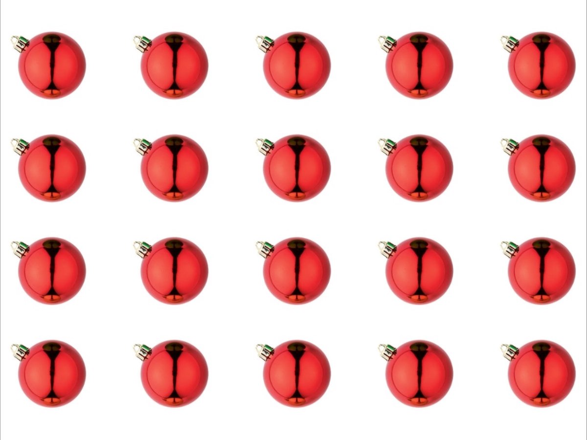 Livarno Home 20 kerstballen Rood - 6cm - Stevige kerstballen gemaakt van onbreekbaar kunststof