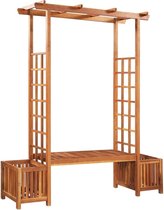 Medina Pergola met bank en plantenbak massief acaciahout