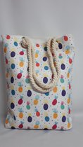 Strandtas met rits - Wit - Ananasjes - Eenzijdig bedrukt - 44cm x 34 cm - Beach Bag - Vakantie - Strand - Gecoat - Moederdag Cadeau Tip!!