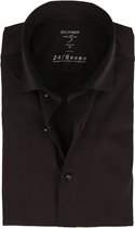 OLYMP Level 5 24/Seven body fit overhemd - zwart tricot - Strijkvriendelijk - Boordmaat: 46
