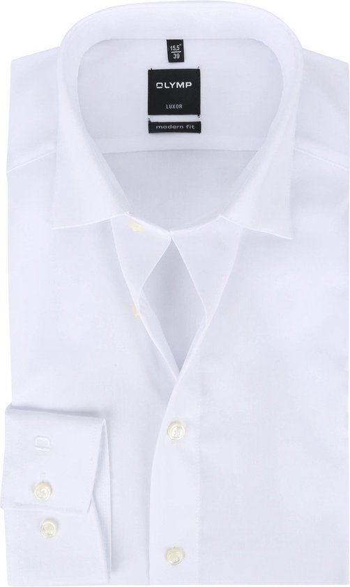 OLYMP Luxor modern fit overhemd - wit zonder borstzak - Strijkvrij - Boordmaat: 46