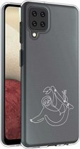 iMoshion Design hoesje voor de Samsung Galaxy A12 - Serious Request - Line art luiaard - Wit