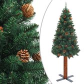Huis en Tuin Depot Kerstboom Met Echt Hout En Dennenappels Smal 210 Cm Pvc Groen