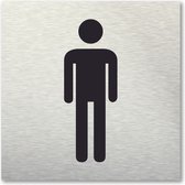 Pictogram Toilet heren - aluminum rvs look - deurbordje - 10 x 10 cm - zelfklevend - vierkant