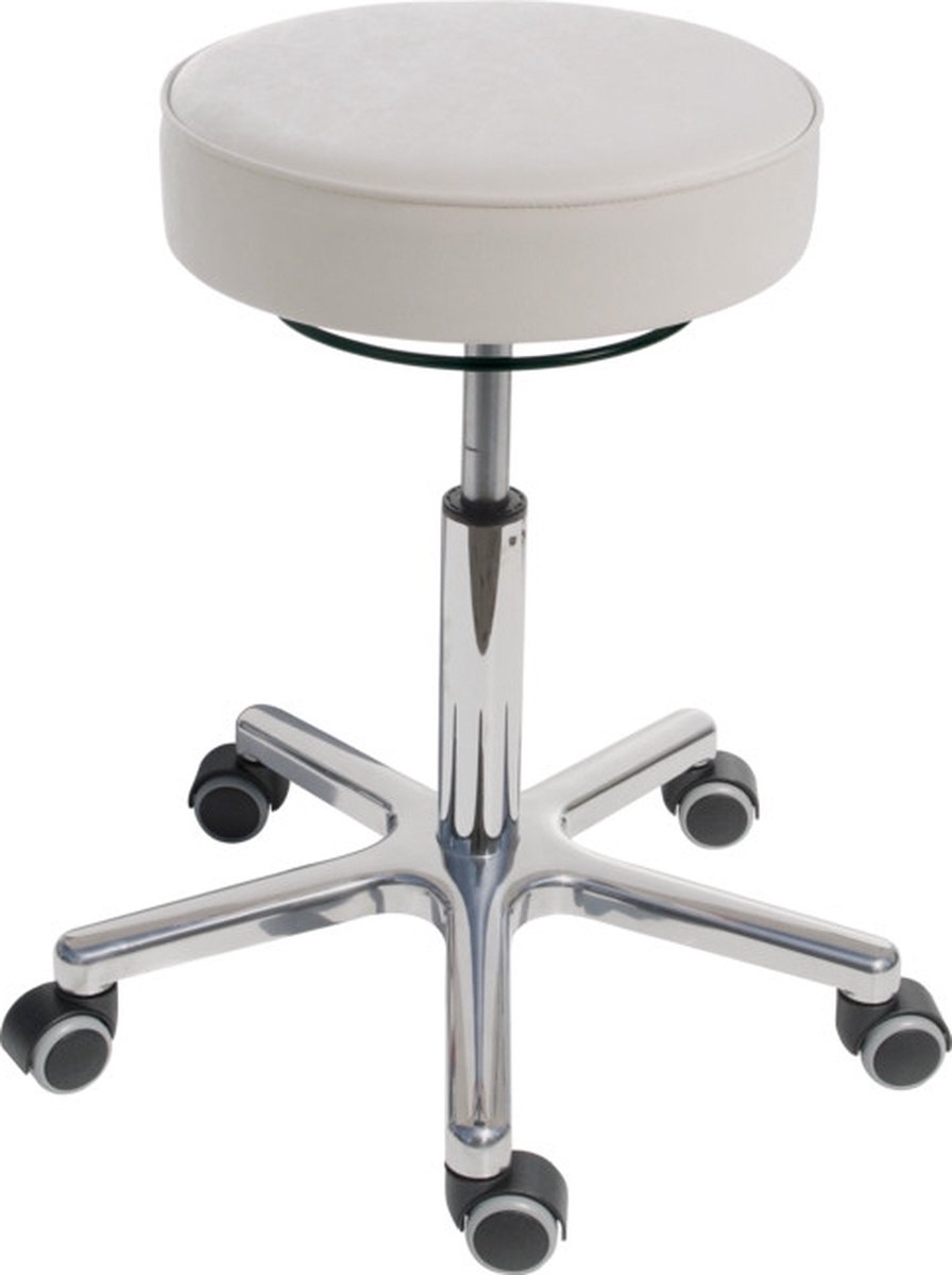 STIER draaikruk met wielen zithoogte 540-720mm kunstlederen bekleed Wit
