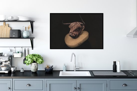Cadre photo avec affiche - Maîtres anciens - Highlander écossais - Art - 90x60 cm - Cadre pour affiche