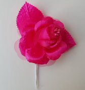 2X Corsage/decoratie roos fuchsia roze - corsage - decoratie - kunstbloem - roze