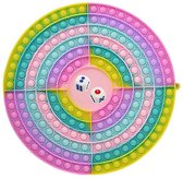 Groot Pop Bubble Fidget spelbord voor 4 spelers - Incl. 2 dobbelstenen - XXL - Rond- 35 x 35 cm - Fidget Toy - Groot Formaat - Rainbow