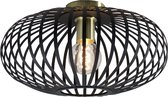 Olucia Lieve - Industriële Plafondlamp - Metaal - Goud;Zwart - Rond - 40 cm