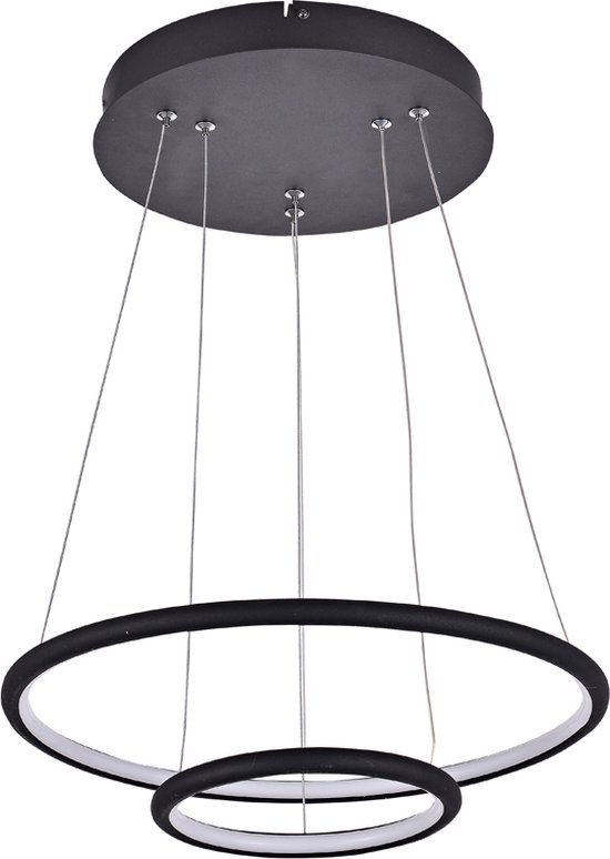Suspension cercles LED blanc ou noir 36 W 40 cm