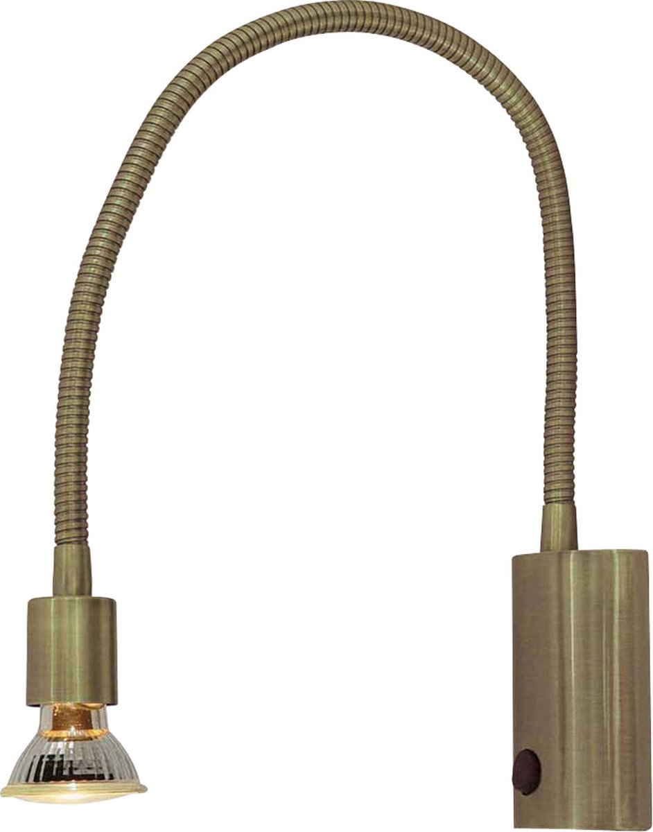 Rune Flex wandlamp brons, flexibele arm, GU10 5W dimbaar LED inbegrepen (380 lumen, 2700K), 665 mm hoog