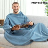 ENKELE MOUWDEKEN MET CENTRALE ZAK FABOULAZY BLAUW – Oversized hoodie – Deken met mouwen - Hoodie deken - Deken met mouwen voor volwassenen